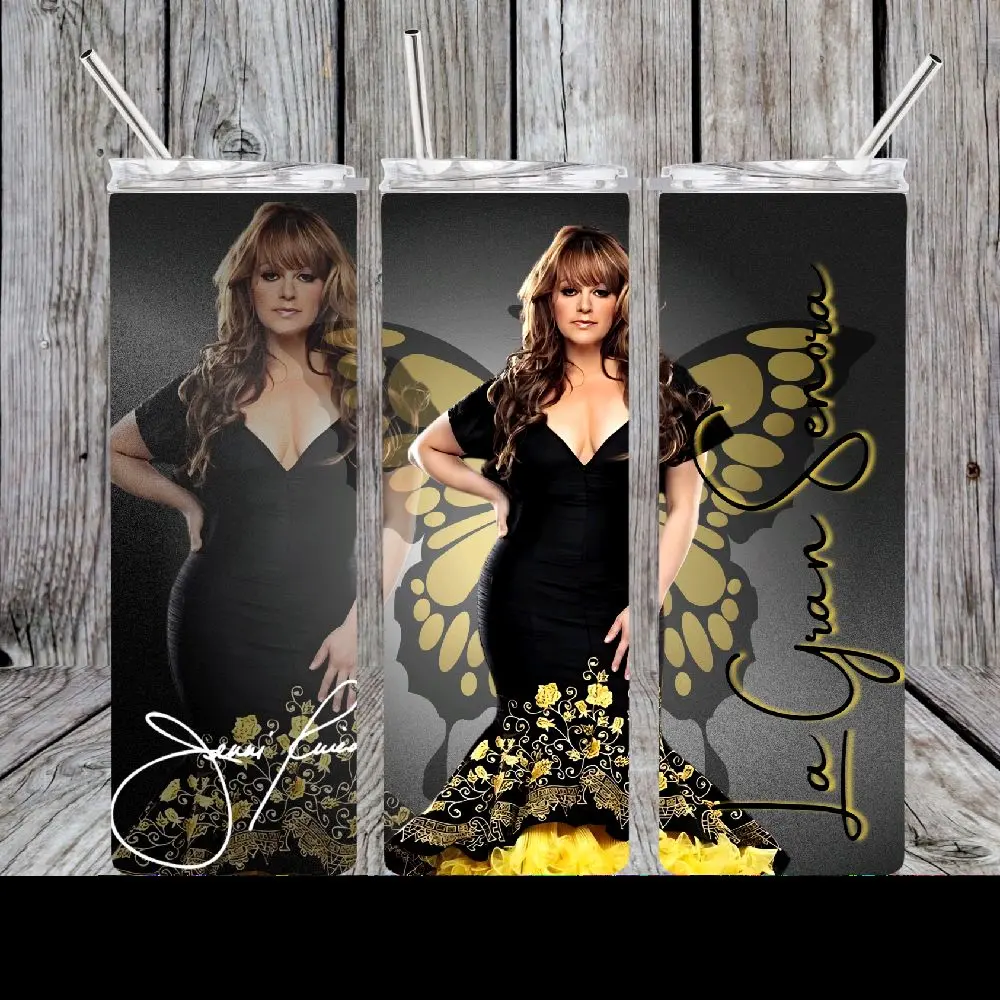 Classic Jenni Rivera 20 Oz Insulated Vacuum Tumbler - Sturdy Handles, Portable Kitchenware Drinkware with Rubber Sticker, Solid Build for Office, Gym, Road Trips Daily Routines