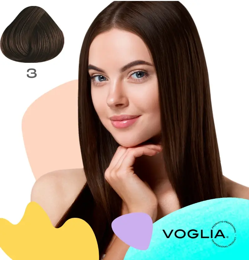 Voglia Professional Permanent Hair Color Cream 90ml – Natural Dark Brown #3