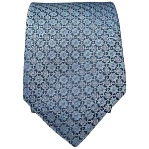 BISSE Necktie - Micro Fabric Men's Tie, Light Blue Patterned Men's Tie