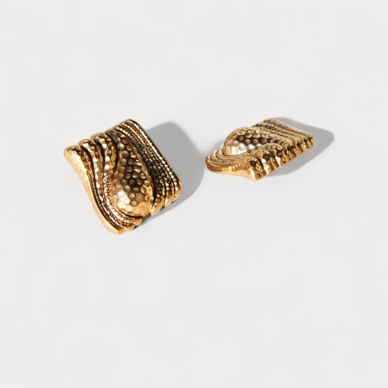 18K gold plated chunky stud earrings, waterproof, tarnish free, statement earrings