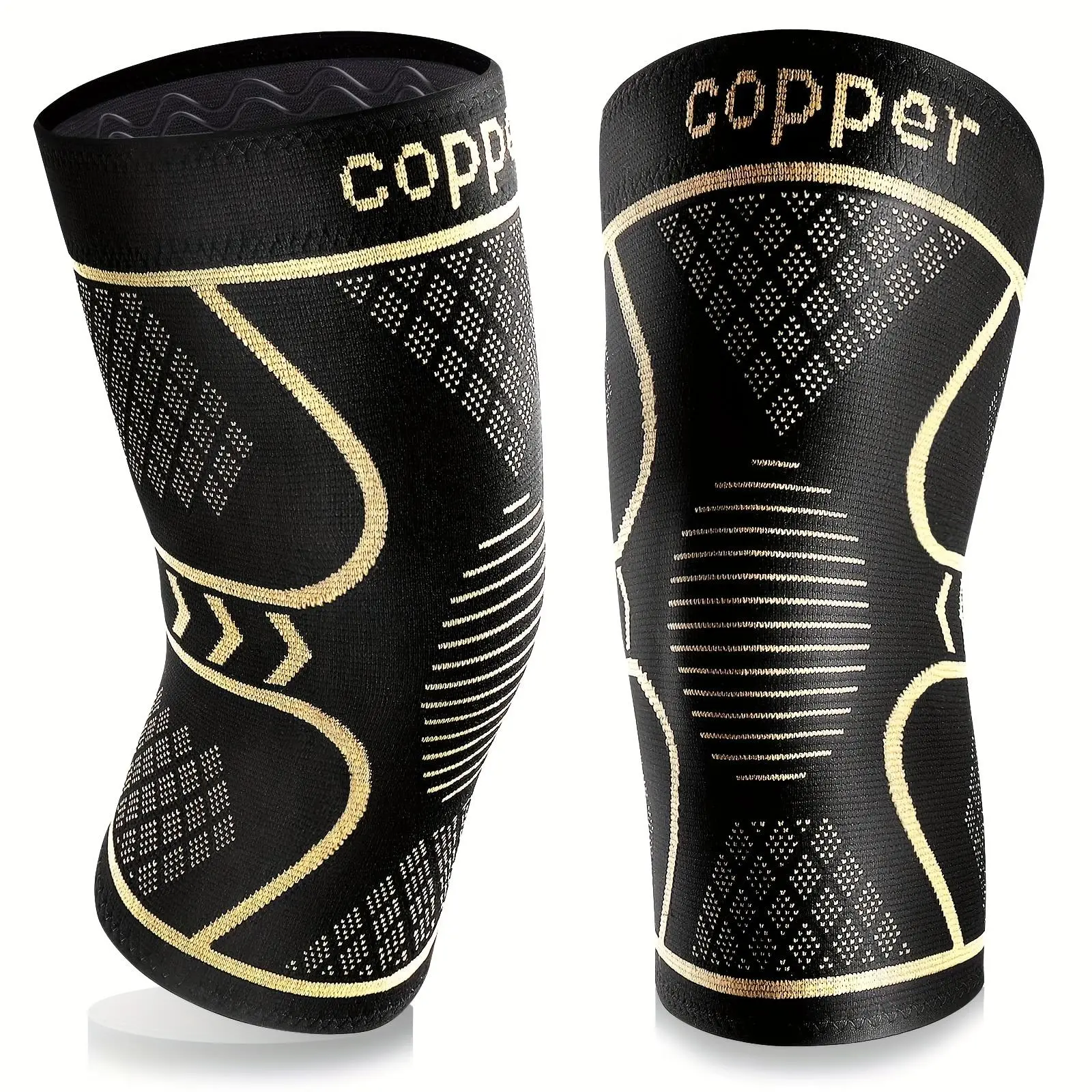 Copper Knee Protection Sleeves, Sports Knee Sleeve, for Men and Women, 2 Counts Suitable for Running Working Out Basketball, High-elastic Sporting Goods