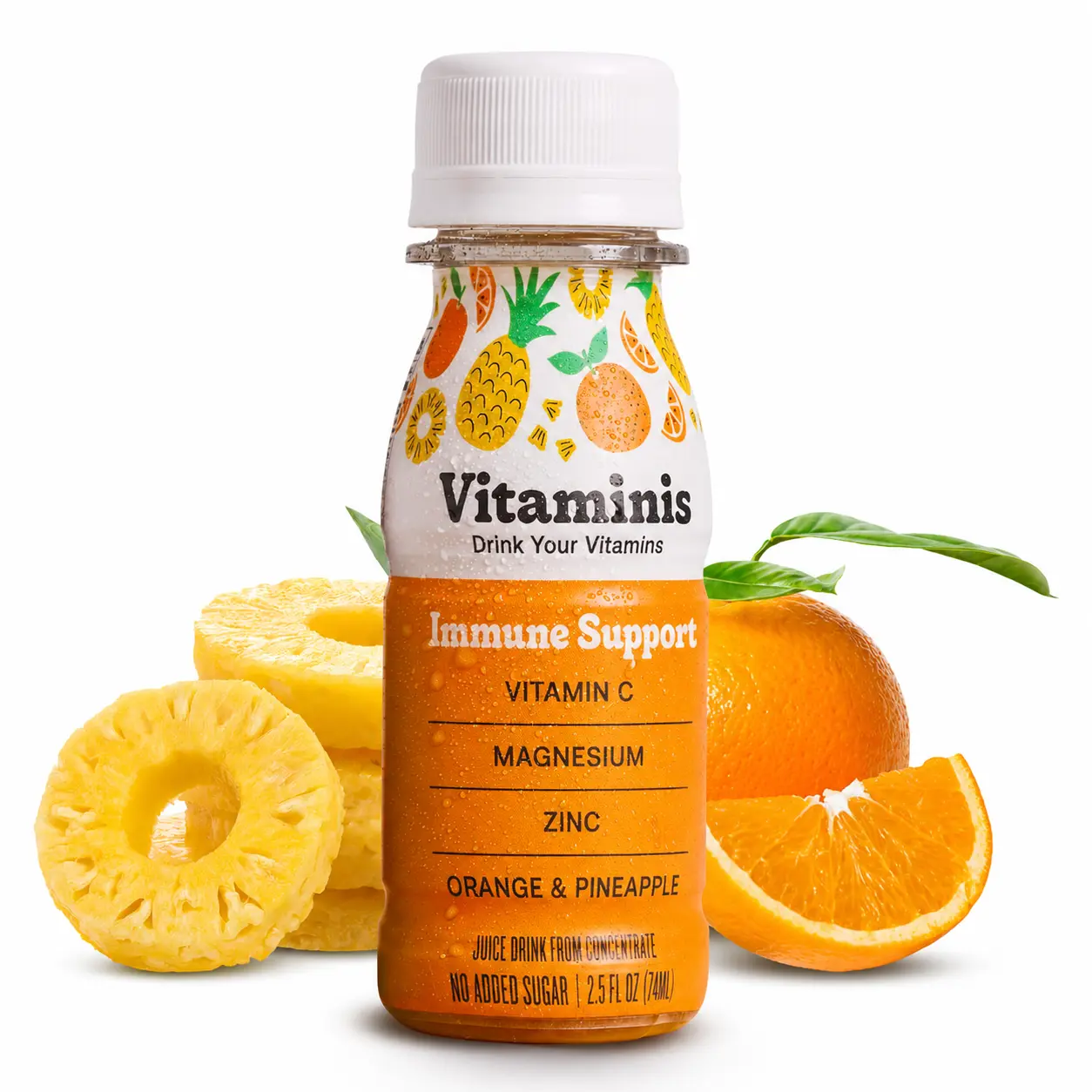 Vitaminis Immune Support Juice Shot | Orange Pineapple | Vitamin C, Zinc & Magnesium | No Added Sugar | 2.5 fl oz