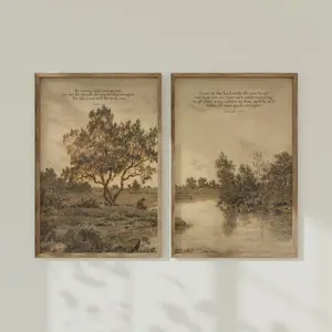 Set of 2, Christian Wall Art, Tree Painting, Bible Verse Wall Art, Christian Art, Christian Gift Unframed
