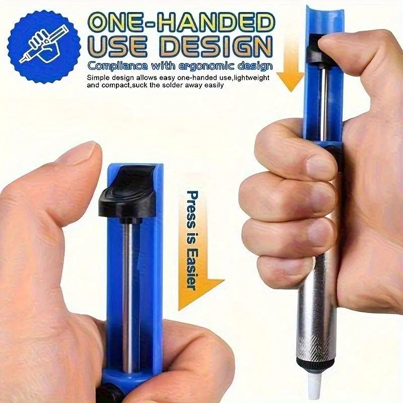 [SHAWNICE Aluminum Alloy Solder Suction Pen | Manual Desoldering Pump with Comfortable Grip, Vacuum Solder Removal Tool for Through-Hole Desoldering, Electric Soldering Iron Auxiliary Tool, Manual Vacuum Pump, Professional Look