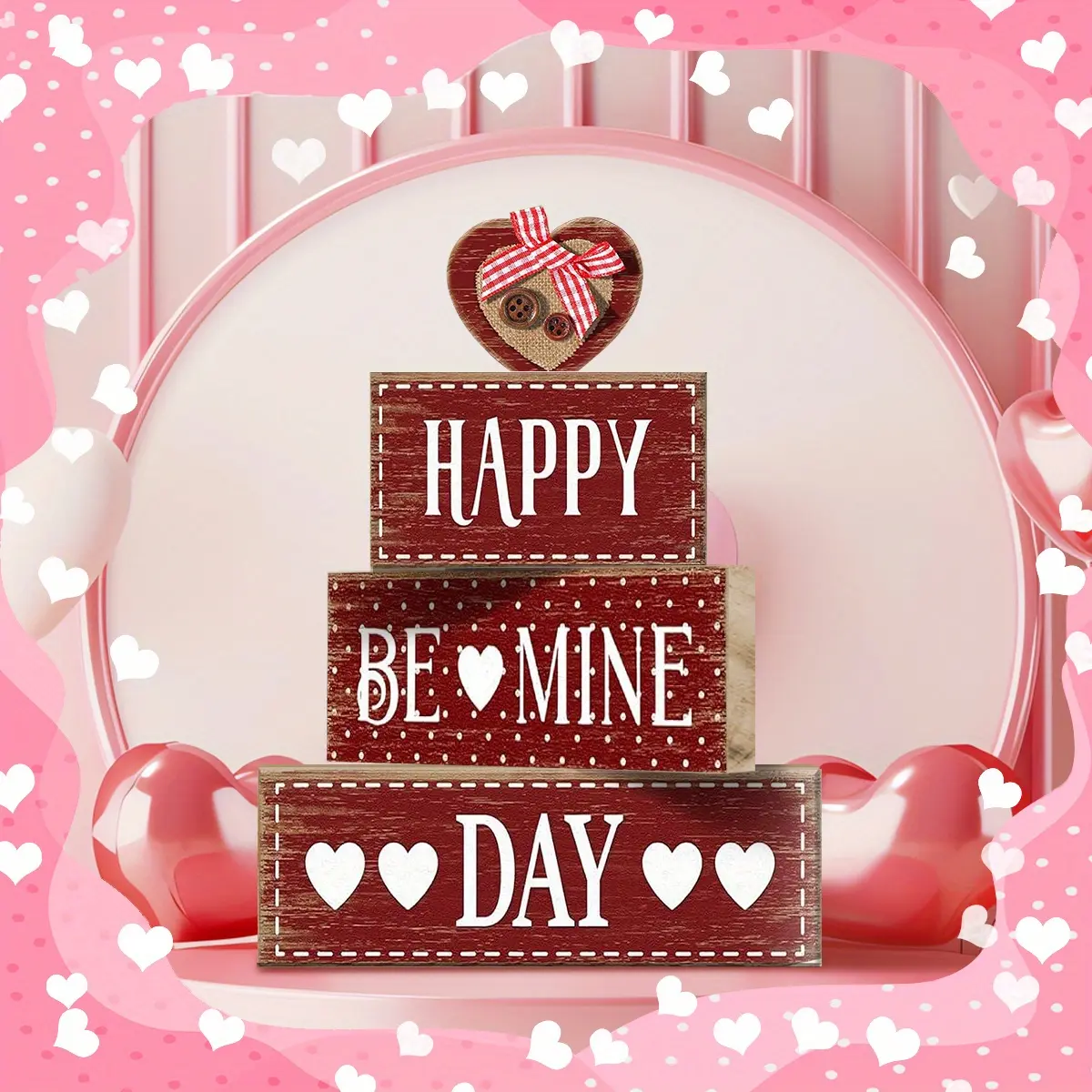 1 set of Reversible Valentine's Day & Sweet Home Decorative Sign, Double Side Table Sign, Valentine Tiered Tray Decor, Wood Heart Clover Block Valentine Table Centerpiece for Home, Farmhouse Tiered Tray Decor