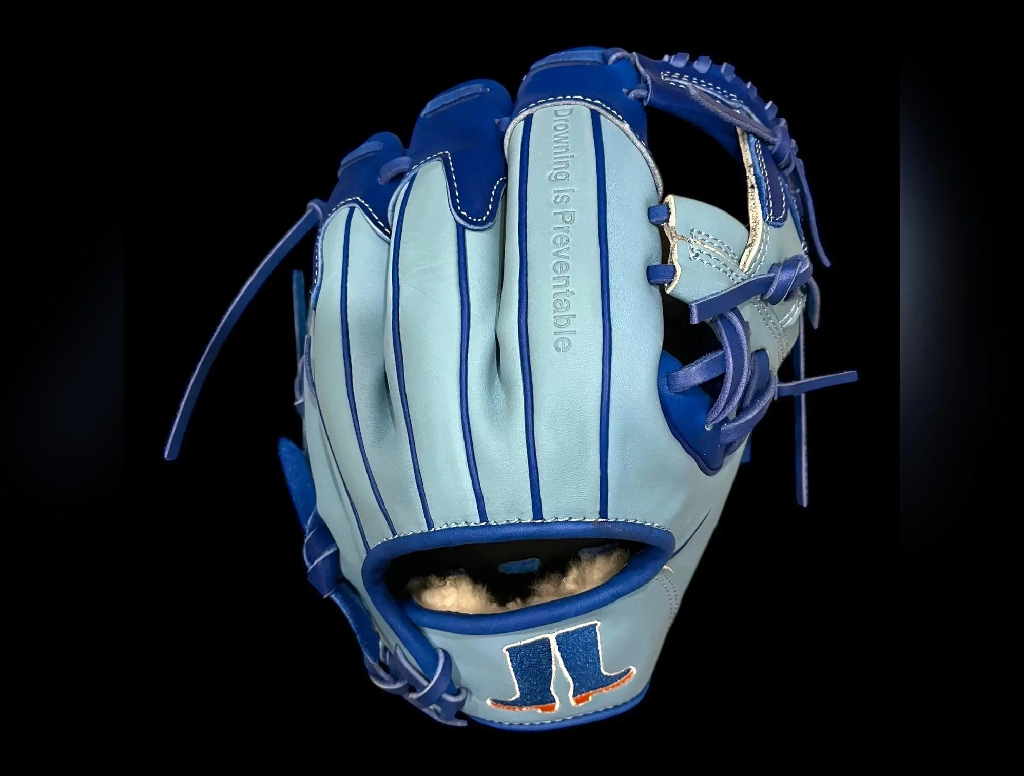 Custom Youth Riley John’s Blue Boot Foundation Cowhide 11.5” I-Web Baby Blue Navy Baseball Glove