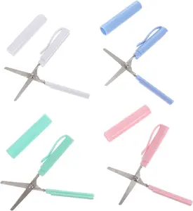 4Pcs Mini Student Scissor Pen Style Shears Compact Scissors Folding Pocket Portable Shears Letter Opening Scissors for Home School DIY Crafts