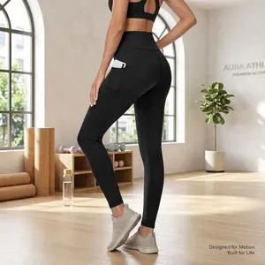 Women's High Waisted Leggings with Pockets - Buttery Soft Yoga Pants for Gym Workout, Athletic Running, Pilates, Fitness Training, Tummy Control, Comfortable Stretchy Breathable Fabric for Women's Activewear