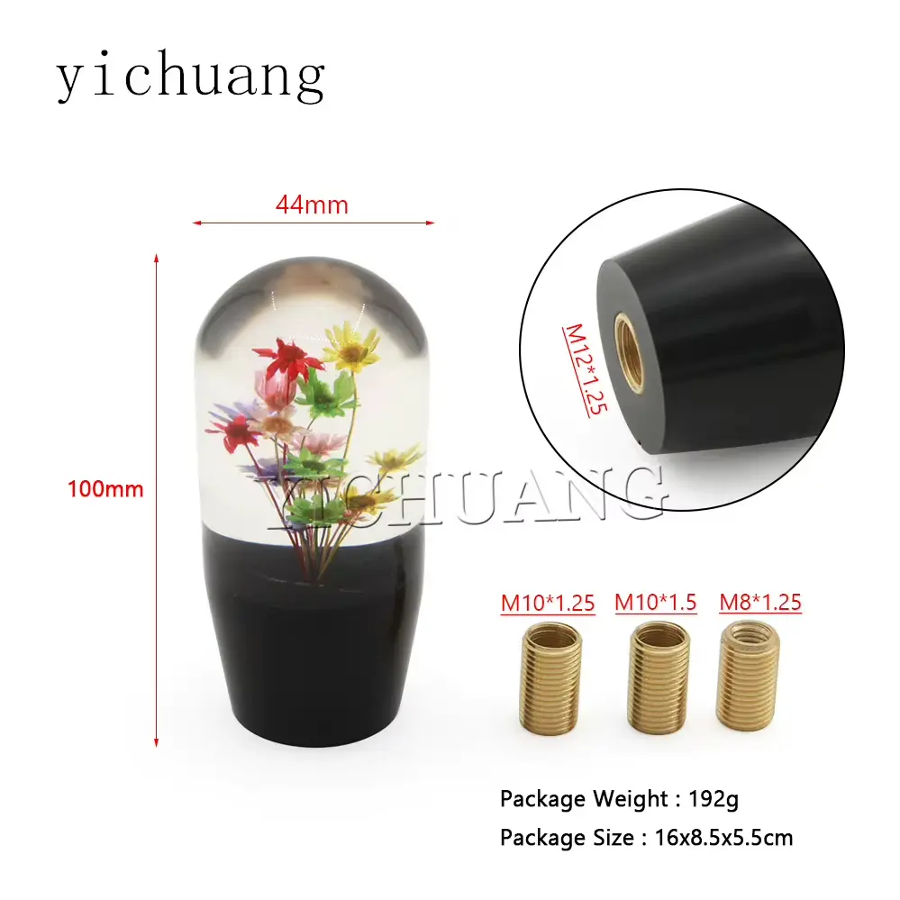Underwater Flower Car Gear Shift Knob - Transparent Acrylic Shifter Knob, Universal Fit for Manual/Automatic Cars