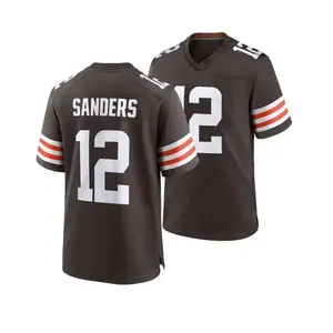 Cleveland Sanders 12 Brown/White Football Player Game Jerseys, Sports Stitched T-shirts Top for Men Women Youth Boys Girls