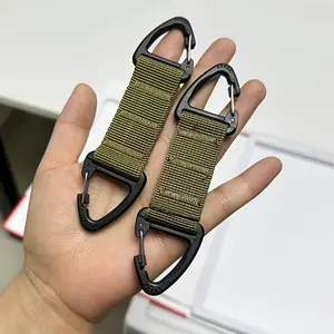 Outdoor multifunctional luggage accessories 2.5cm nylon ribbon Hawk hook tactical mountaineering keychain，Secure, Nylon Tactical Buckle