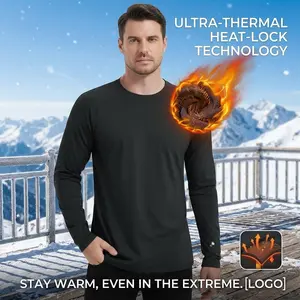 Men's Thermal Fleece Lined Long Sleeve Athletic Base Layer Shirt - Comfortable Workout Top for Cold Weather Running Hiking Outdoor Activities Warm Insulated Activewear
