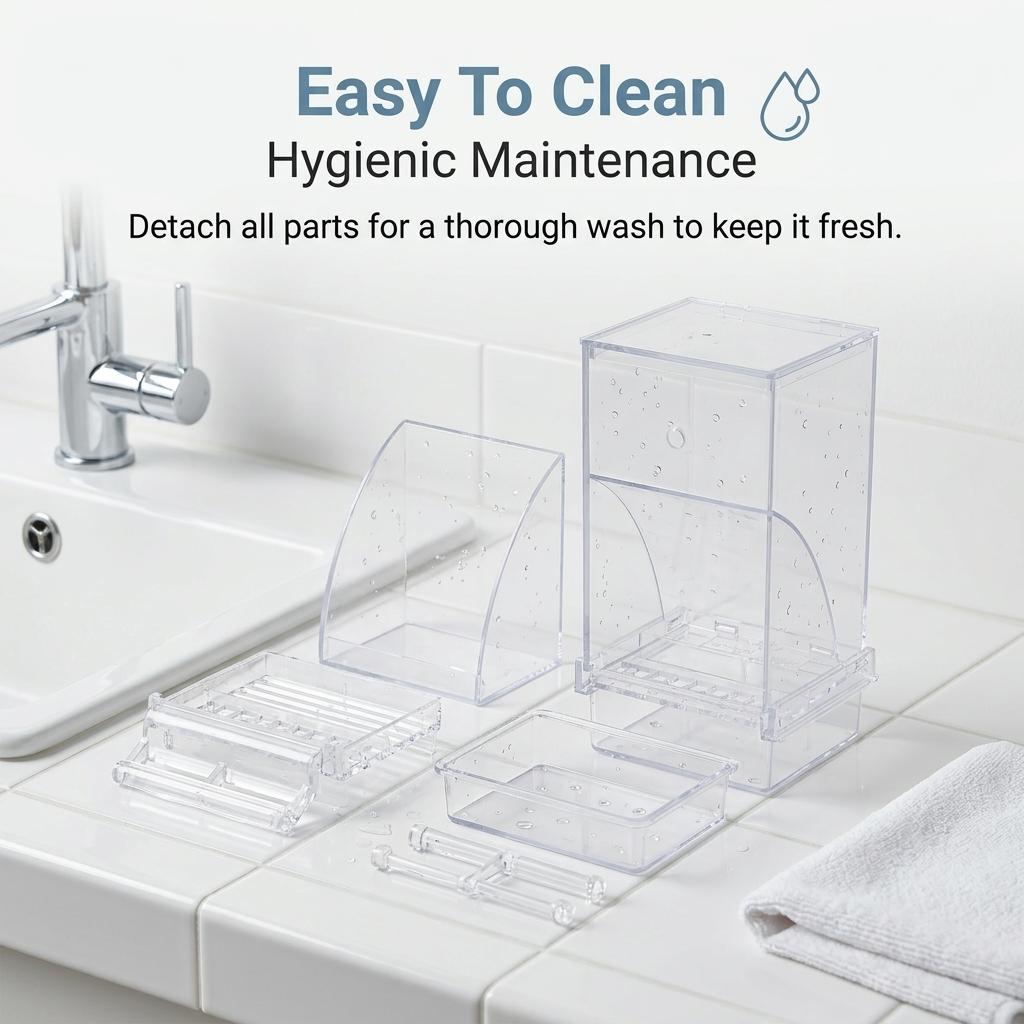 Auto Refill Bird Feeder Large Capacity Transparent Acrylic No Mess Seed Dispenser Easy Clean Pet Bird Feeder for Cage Auto Flow