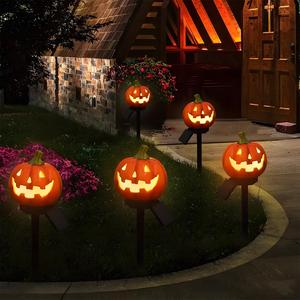 solar powered pumpkin shaped garden light, 1 box outdoor ground inserted light, halloween decoration for yard lawn, halloween decorations, ornaments