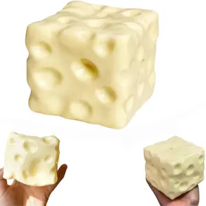 Cheese Squishy Block Fidget Toy - 6cm Moldable Non-Rebound, Squeeze Feature for Relaxation, Fidgets Squishies for Kids and Adults