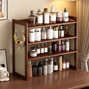 Bamboo Woven Look Storage Shelf, Vertical Bookshelf, Mug Cup Display Organizer, Sundries Storage Rack for Tea Room Living Room Kitchen, Figurine Display Stand, Durable Space Saving Countertop Shelf, Display Holder