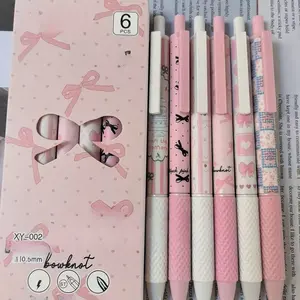 6/12/24pcs Bow Pen Set, High Aesthetic Press Pens, Smooth Writing Pens, Ideal for Note Taking, Office Supplies, Birthday Christmas Gift
