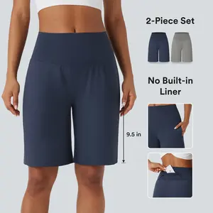 Halara 2-Piece SoftlyZero Airy High Waisted Pockets Cool Touch Yoga Bermuda Shorts Set