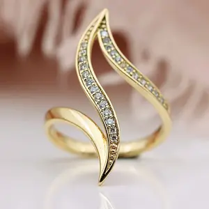 Stylish Ring Plated Paved Shining Zirconia Symbol Of Fashion And Nobility Match Daily Outfits Party Accessory Gift For Her
