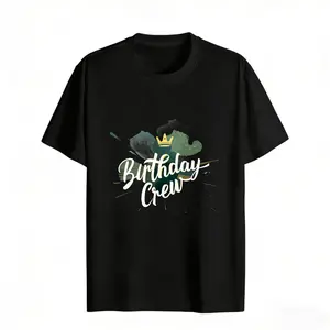 Birthday Crew Crown Design Women's Graphic Tee Casual Fashion Style Cotton Material Regular Fit Round Neck Short Sleeve Trendy T-Shirt For summer Party Wear rachel new outfit