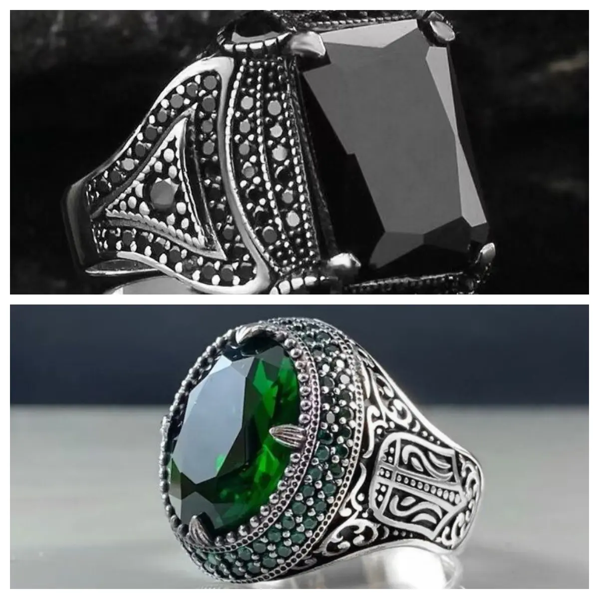 Vintage Men's Custom Style Alloyed Crystal Ring - Personalized Statement Accessory for Wedding, Birthday Gifts (Sizes 6-13), Crystal Rings, Alloyed Rings
