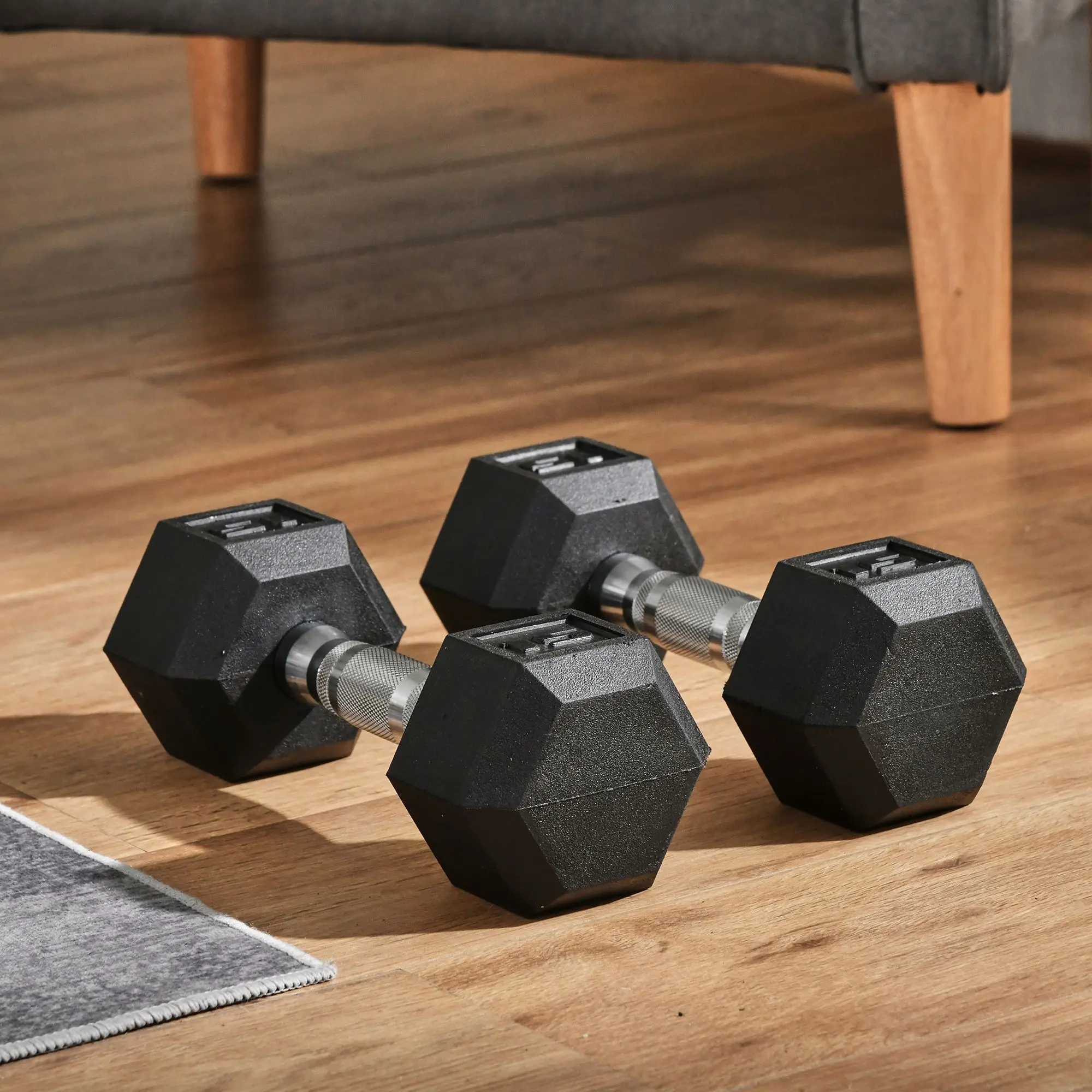 15lbs Hexagonal Rubber Dumbbells Pair, Non-Slip Handle Comfortable Grip Dumbbells for Home Gym Multi-Muscle Training Full Body Workout, Hex Dumbbell Dumbbells