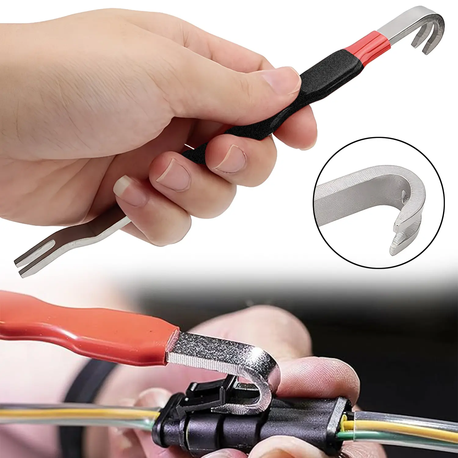 Double-Ended Automotive Electrical Connector Removal Tool, 7.5 Inch Wire Harness Terminal Release & Clip Puller, Non-Slip Car Plug Disconnect Tool for Auto Repair
