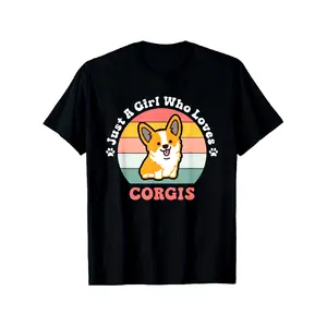 "Just a Girl Who Loves Corgis" Graphic Tee - Casual & Comfy 100% Cotton, Loose Fit Short-Sleeve T-Shirt, Machine Washable, S-XXXL