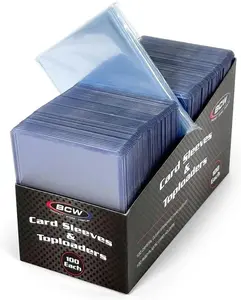 BCW Card Sleeves and Toploaders for Card Combo - 100 Count | Top Loaders and Acid-Free Penny Sleeves | Great for Football, Magic: The Gathering, Pokémon, and Baseball Card Protectors