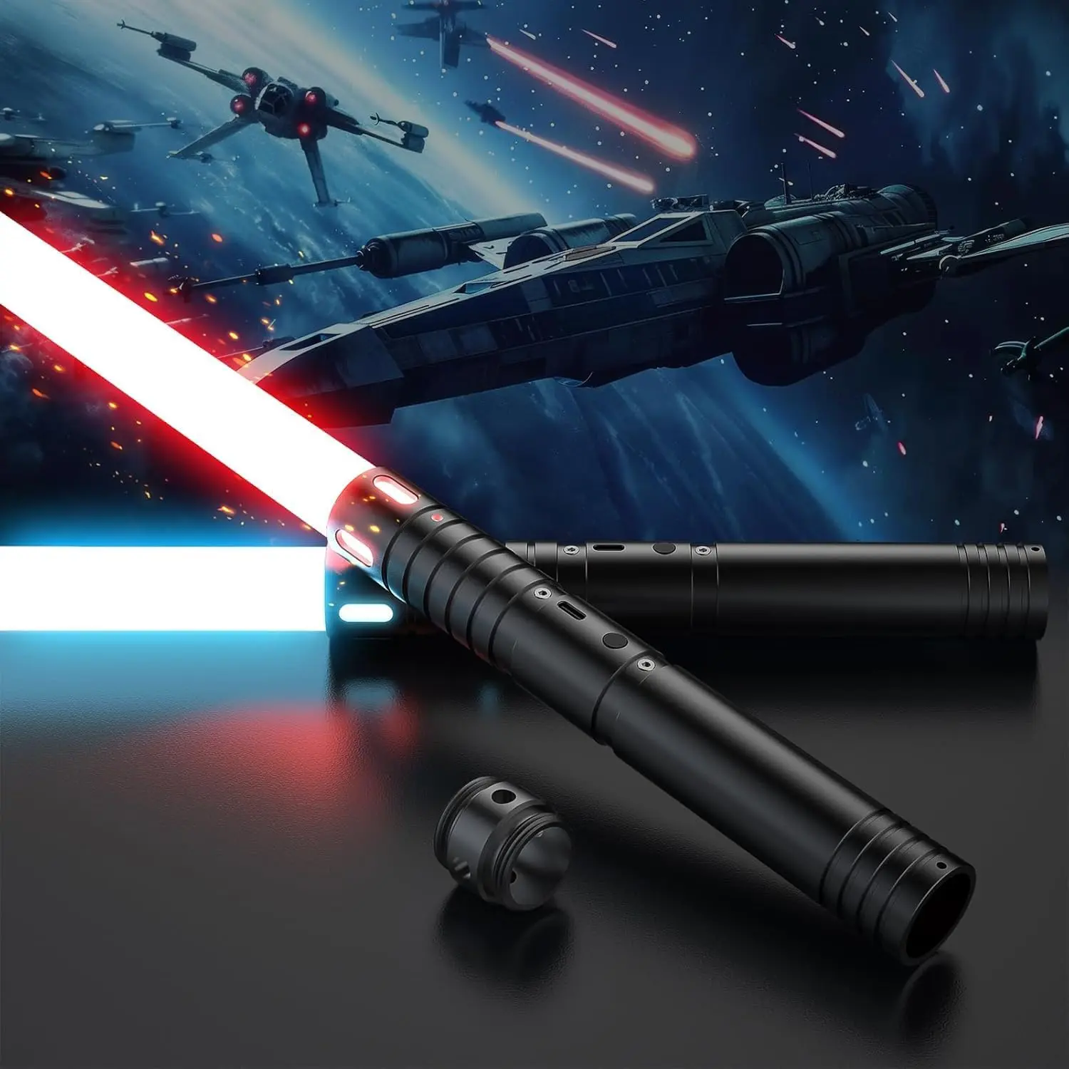 Dueling Lightsaber - 4 Modes RGB, Detachable, Rechargeable USB-Charged LED Light Up Saber with 2-in-1 Design, Adult Toy Sword Gift for Birthday Christmas, Ideal for Customizable Play & Duel Scenarios