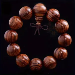 Hainan Huanghuali Wooden Buddha Bead Bracelet - Lobular Red Sandalwood, Perfect for Daily Wear & Gifting