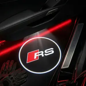 2 Pcs Audi Rs Carbon Fiber Welcome Lights, Car Door Projection Lamp, Laser Light, Custom Decorative Floor Lamp (batteries Not Included)