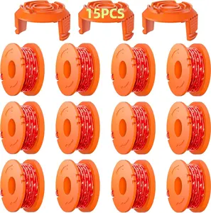 15 Pack WA0010 Replacement Trimmer Line Spool Compatible with Worx, 120ft .065 inch, Compatible with Worx String Trimmers (12 Line spools+3 Cap)