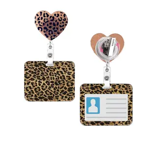 Cute Leopard Print Nurse ID Badge Holder, Retractable Badge Reel, Rotating Clip, Medical Assistant Work Badge Partner, Office Supplies