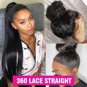 Straight 360 Lace Frontal Human Hair Wigs HD Transparent Lace Melt All Skins Wig Raw Virgin Hair 150% Density Brazilian Weave