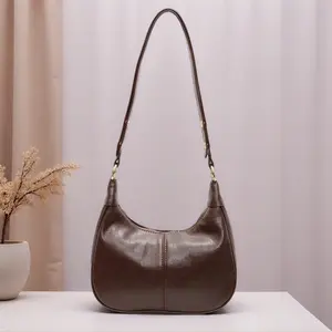 Maxoner Women's Solid Crescent PU Leather Crossbody Bag, Elegant Underarm Shoulder Handbag and Clutch Purse for Work, Everyday Use, Crossbody Clutch Purse, Everyday Bag