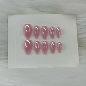 Pink Chrome Clean Girl Press On Nails