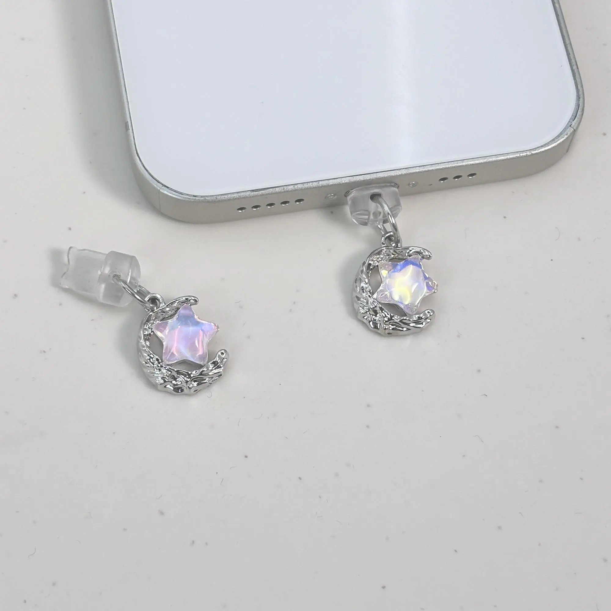 Moon & Star Design Phone Dust Plug Charm, Phone Charms, Cell Phone Charms, Fashionable Phone Dust Plug for iPhone & Type-C, Mobile Phone Accessories for Women & Girls, Phone Decoration