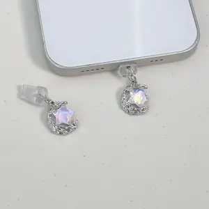 Star & Moon Design Phone Dust Plug, Fashionable Phone Dust Plug for iPhone & Type-C, Mobile Phone Accessories for Women & Girls, Phone Decoration