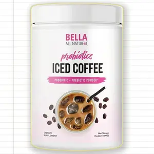 Bella All Natural Probiotics Iced Coffee - 500g - Bella All Natural Piña Powder and Probiotics Iced Coffee Duo - Made in US