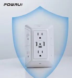 Wall Mount Outlet with Light, Power Socket Extender Joule Protection for Home Office Travel