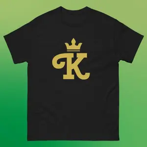 Men's royalty and elegance, represented by the crown and stylized 'K' logo Graphic T-Shirt - Short Sleeve Crew Neck Regular Fit Casual Wear | Soft & Breathable Fabric, Durable Print, Everyday Comfort, Machine Washable, minimalist and bold graphic design