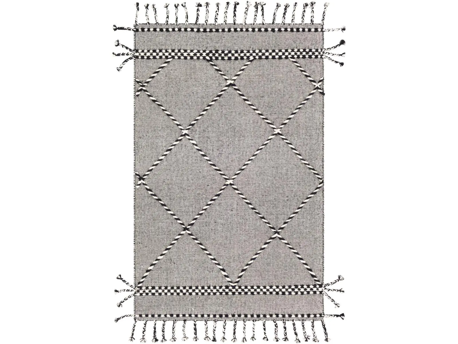 Livabliss APA2306-810 Handmade Hand Woven Global Inspired Apache Rug - 8x10 ft, 2x3 ft, Black & Cream, Eclectic Charm, Spot Clean, Indoor Use Household Textile Carpet