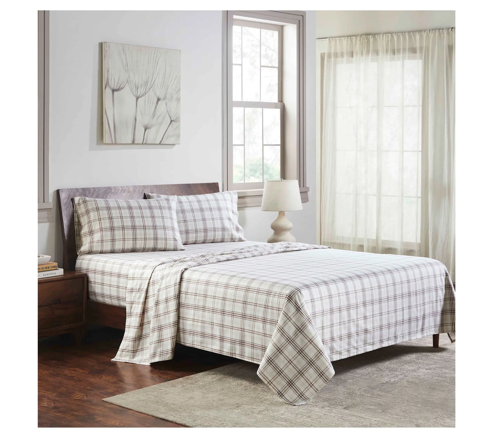 Superior Plaid Flannel Cotton Sheet Set, King