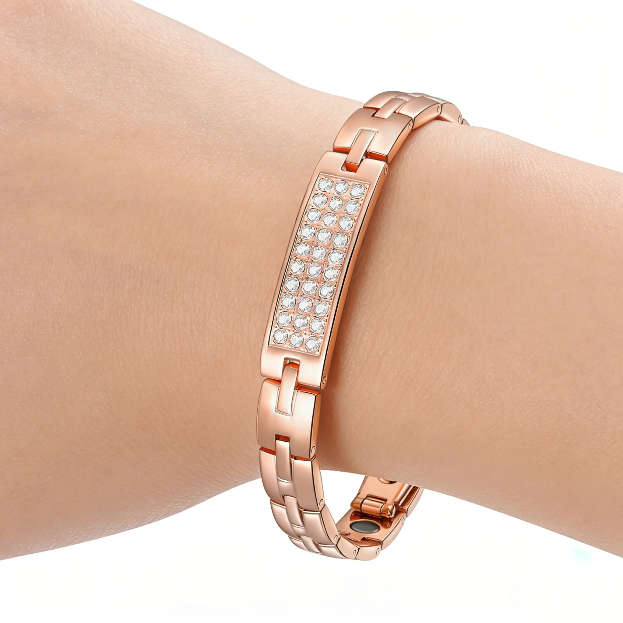 Pure copper bracelet with strong magnetic force of 2600 Gauss, fashionable layered bracelet, modern trendy accessories, jewelry gifts, stretchable bracelet
