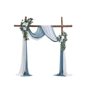 VEVOR Artificial Wedding Arch Flowers Kit, Blue Wedding Arch Flowers with Drapes Kit (Pack of 4) - 2 Pcs Floral Arrangement, 2 Pcs Sheer Drapes, for Ceremony Bouquets Reception Backdrop Decoration