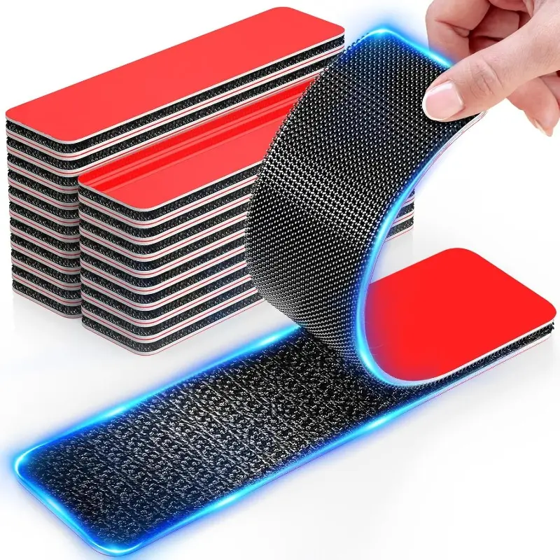 Hook and Loop Strips with Super Adhesive Heavy Duty, Heat Resistant Waterproof, Outdoor or Indoor Use, 16 Sets Black 1.2x3.2 Inch, Adhesive Mounting Strips