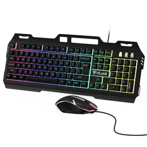 Computer Desktop Gaming Keyboard and Mouse Combo Mechanical Feel LED Light Backlit 12 Multimedia Keys RGB Rainbow Backlit 104 Full-Key Anti-Ghosting Technology Plug-and-Play Compatible with Win XP/8/10 MAC 10.2+ PC Laptop Google TV Smart TV PS4
