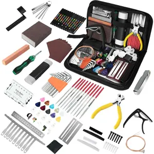 106 count Guitar Tool Kit, Guitar Accessories Guitar Maintenance Kit, Guitar Repair Kit with Capo Guitar Strings Picks Bridge Pins Gauge,  Guitar Setup Kit for Ukulele Bass Mandolin Banjo Guitar