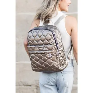 Aili's Corner Jade Metallic Puffer Backpack